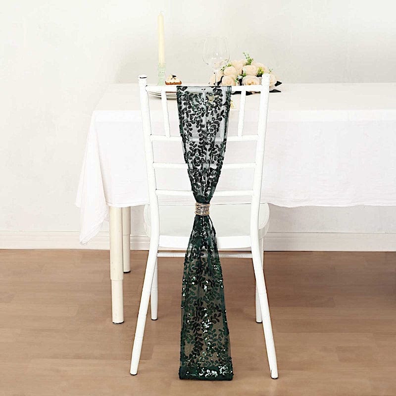 5 Leaf Vine Embroidered Sequin Tulle Chair Sashes