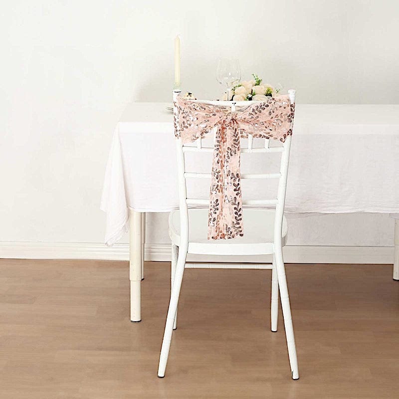 5 Leaf Vine Embroidered Sequin Tulle Chair Sashes