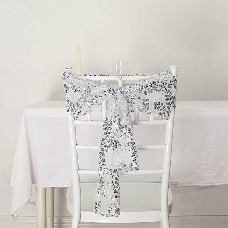 5 Leaf Vine Embroidered Sequin Tulle Chair Sashes