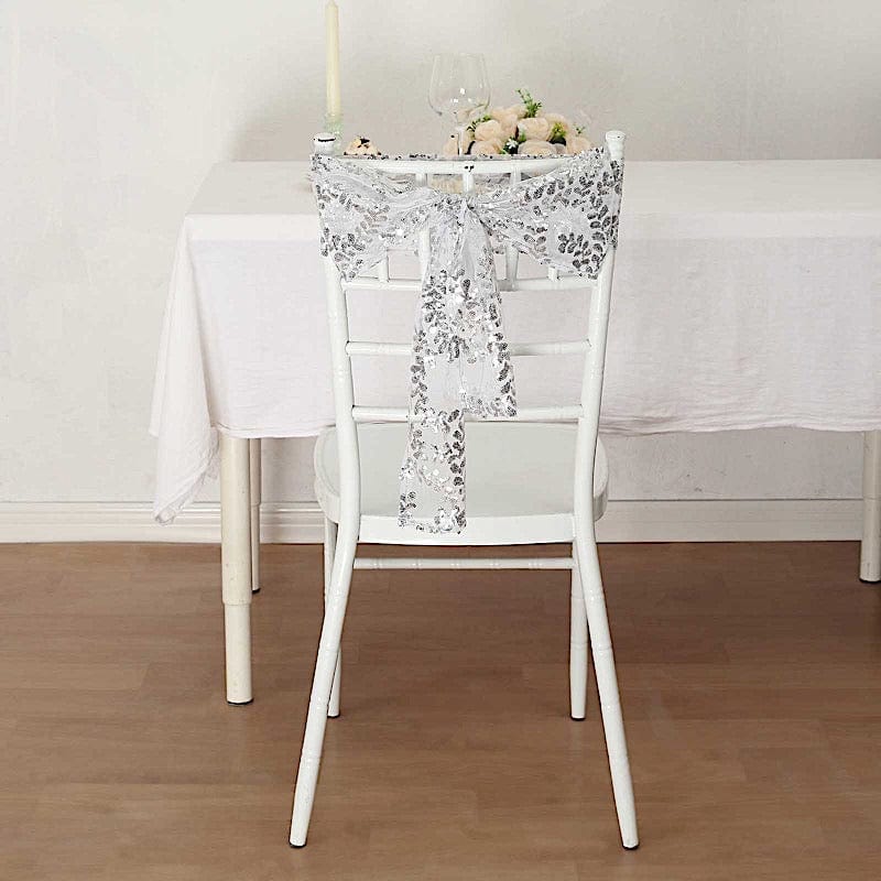 5 Leaf Vine Embroidered Sequin Tulle Chair Sashes