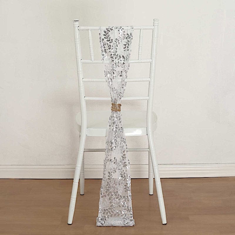 5 Leaf Vine Embroidered Sequin Tulle Chair Sashes