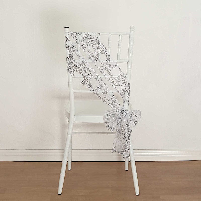 5 Leaf Vine Embroidered Sequin Tulle Chair Sashes