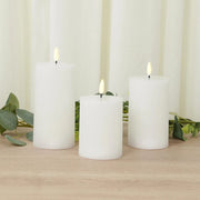 5 LED Flameless Pillar Candles Battery Operated Flickering with Ribbed Design - Warm White