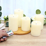 5 LED Warm White Candles Battery Operated Dripping Wax Design Pillar Lights - Ivory LED_CAND_PL06_SET_3_IVR