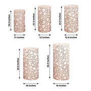 5 Mesh with Embroidered Leaf Vine Sequins Cylinder Display Stand Covers Set