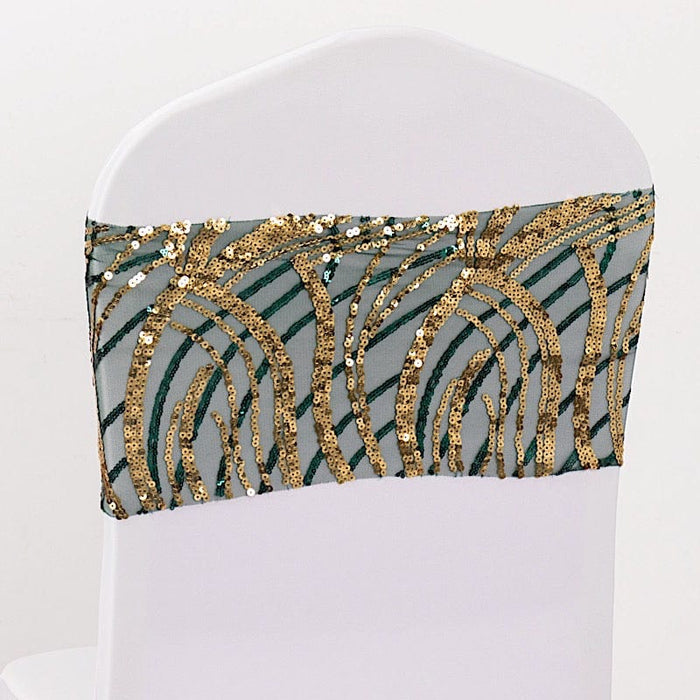 5 Mesh with Embroidered Sequins Chair Sashes SASH_02_WAVE_HNGD