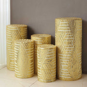 5 Mesh with Geometric Embroidered Sequins Cylinder Display Stand Covers Set