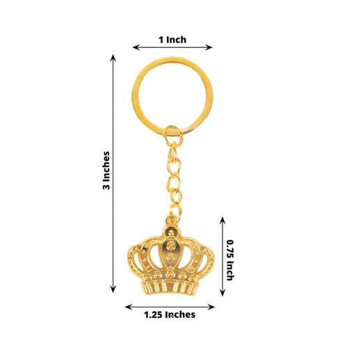 5 Metal 3" Princess Crown Keychains with Gift Box and Thank You Tags - Gold FAV_KYCH_CROWN01_GOLD