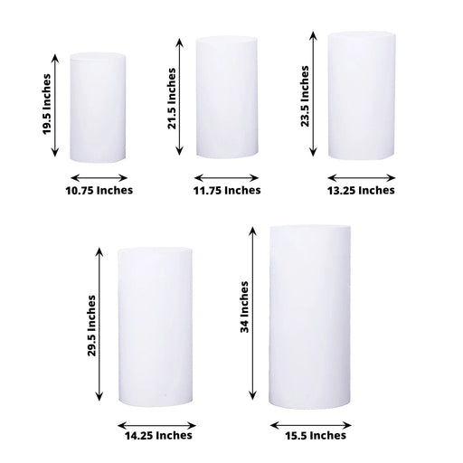 5 Metal Cylinder Prop Pedestal Stands for Wedding Aisle - White PROP_BOX_006_SET_MET