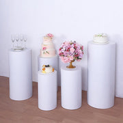 5 Metal Cylinder Prop Pedestal Stands for Wedding Aisle - White PROP_BOX_006_SET_MET