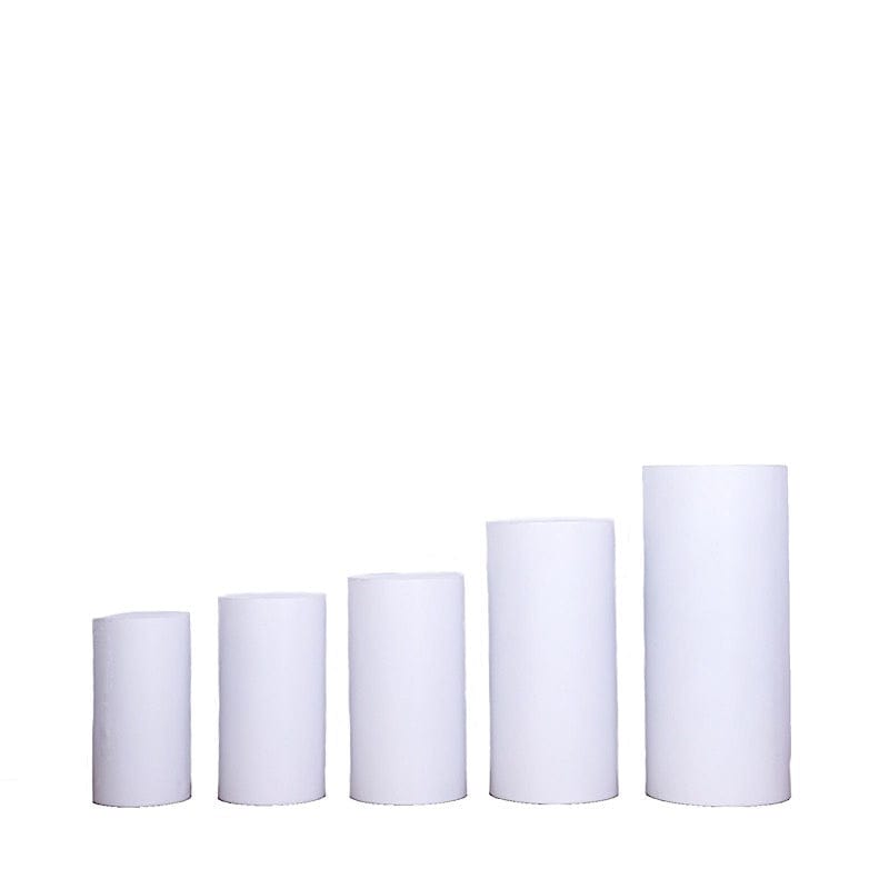 5 Metal Cylinder Display Stands Pedestal Riser Columns - White ...