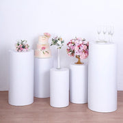 5 Metal Cylinder Prop Pedestal Stands for Wedding Aisle - White PROP_BOX_006_SET_MET