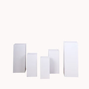 5 Metal Display Boxes Centerpieces Pedestal Riser Columns - White PROP_BOX_001_SET_MET