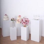 5 Metal Display Boxes Centerpieces Pedestal Riser Columns - White PROP_BOX_001_SET_MET