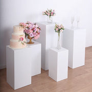 5 Metal Display Boxes Centerpieces Pedestal Riser Columns - White PROP_BOX_001_SET_MET