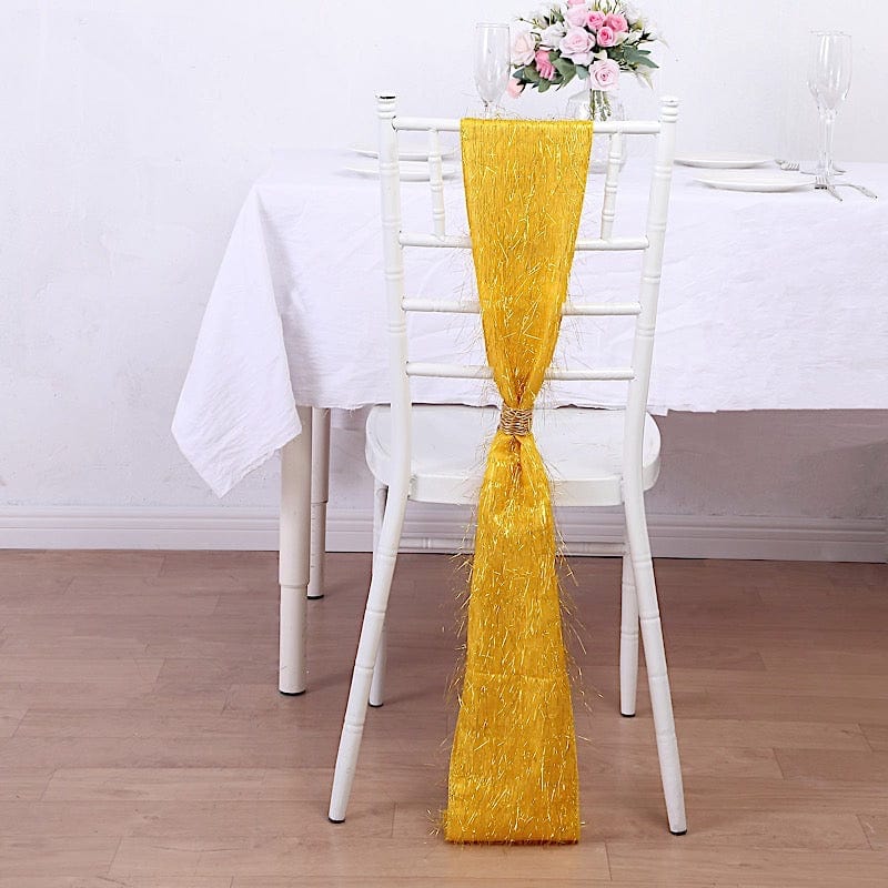 5 Metallic Fringe Shag Tinsel Chair Sashes