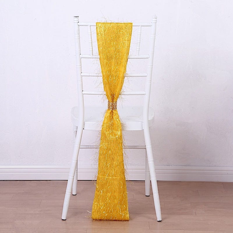 5 Metallic Fringe Shag Tinsel Chair Sashes