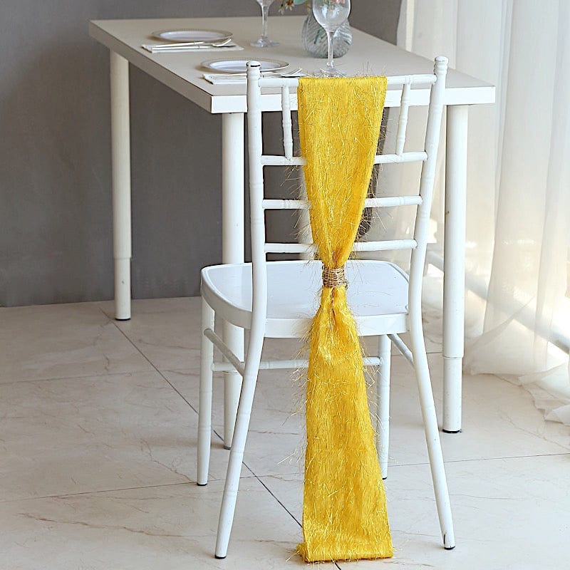 5 Metallic Fringe Shag Tinsel Chair Sashes