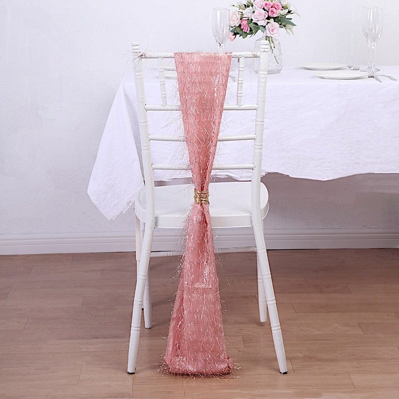 5 Metallic Fringe Shag Tinsel Chair Sashes