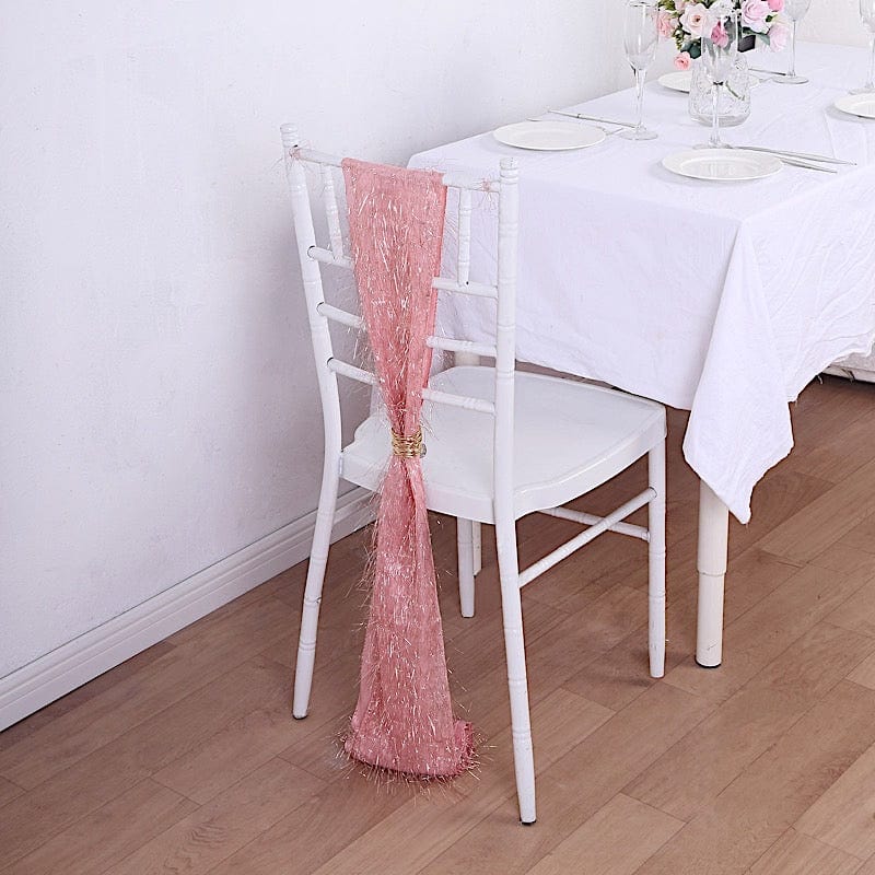 5 Metallic Fringe Shag Tinsel Chair Sashes