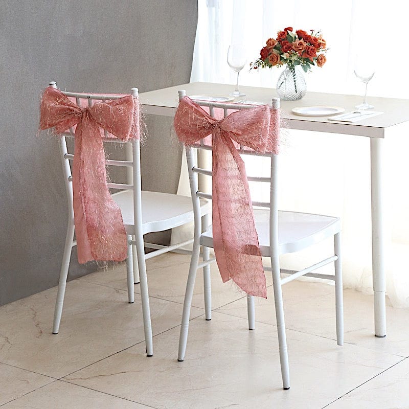 5 Metallic Fringe Shag Tinsel Chair Sashes