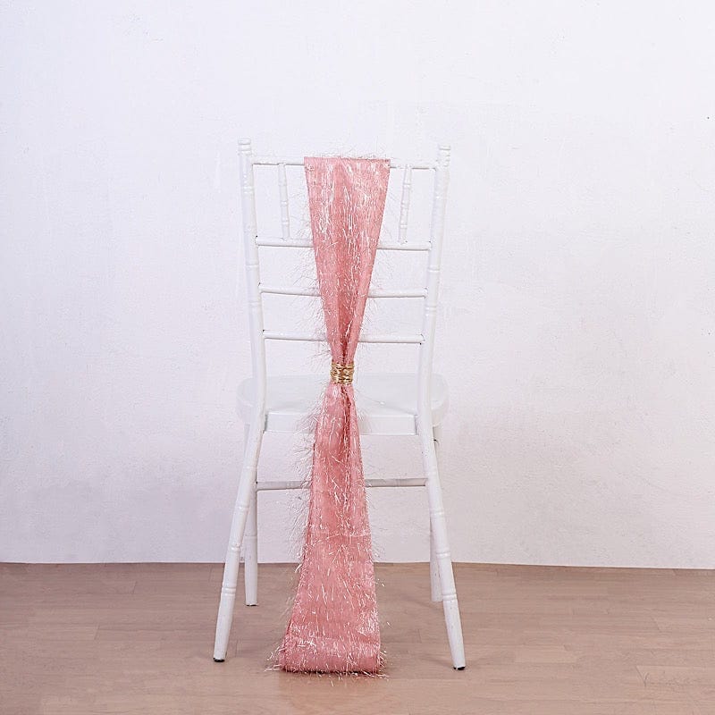 5 Metallic Fringe Shag Tinsel Chair Sashes