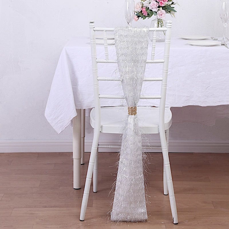 5 Metallic Fringe Shag Tinsel Chair Sashes