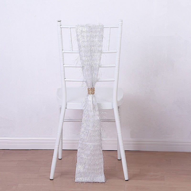 5 Metallic Fringe Shag Tinsel Chair Sashes