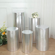5 Metallic Spandex Cylinder Display Box Stand Covers