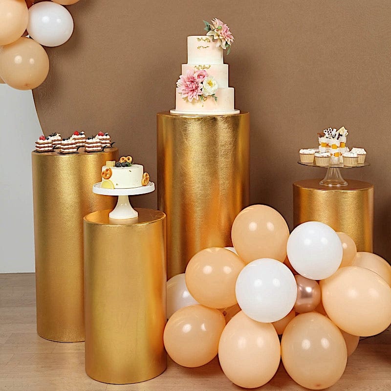 5 Metallic Spandex Cylinder Display Box Stand Covers