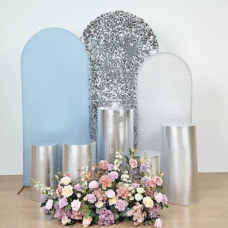 5 Metallic Spandex Cylinder Display Box Stand Covers