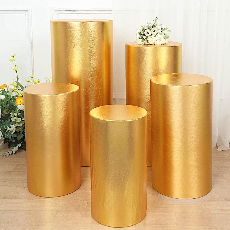 5 Metallic Spandex Cylinder Display Box Stand Covers