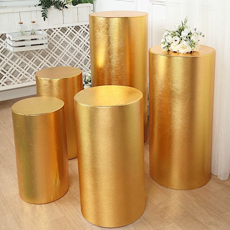 5 Metallic Spandex Cylinder Display Box Stand Covers