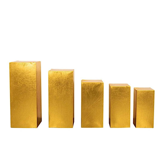 5 Metallic Spandex Rectangular Display Box Stand Covers PROP_BOX_001_SPX22_GOLD