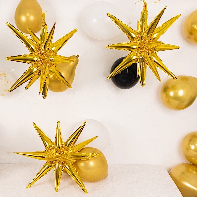 5 Metallic Star Explosion Foil Balloons