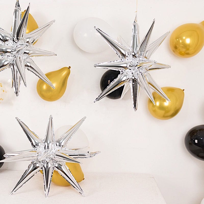 5 Metallic Star Explosion Foil Balloons