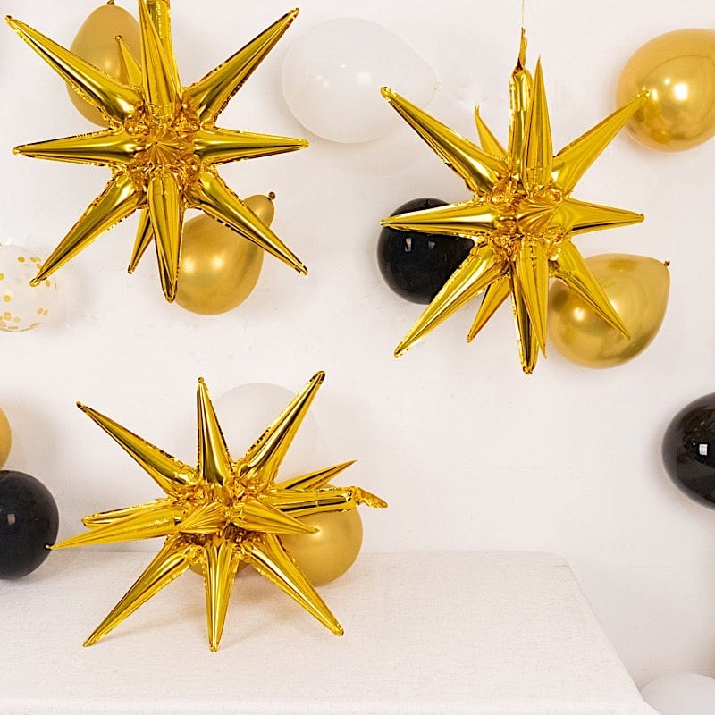 5 Metallic Star Explosion Foil Balloons