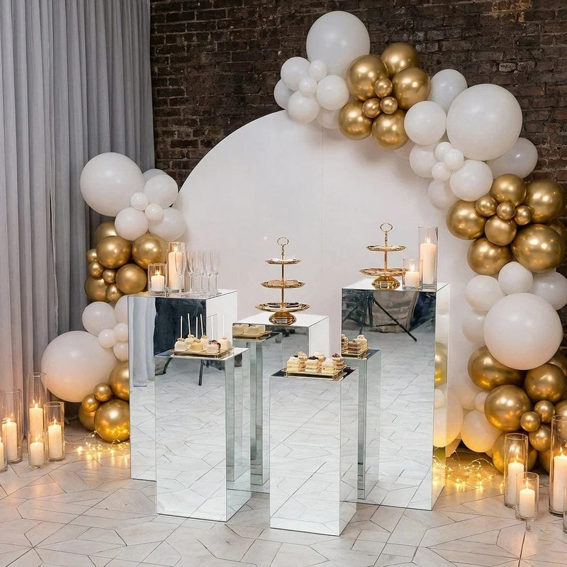 5 Mirror Acrylic Rectangular Display Stands Pre-Assembled Pedestal Riser