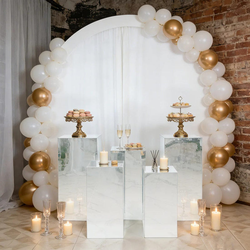 5 Mirror Acrylic Rectangular Display Stands Pre-Assembled Pedestal Riser