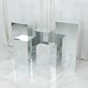 5 Mirror Acrylic Rectangular Display Stands Pre-Assembled Pedestal Riser