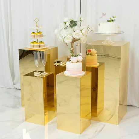 5 Mirror Acrylic Rectangular Display Stands Pre-Assembled Pedestal Riser