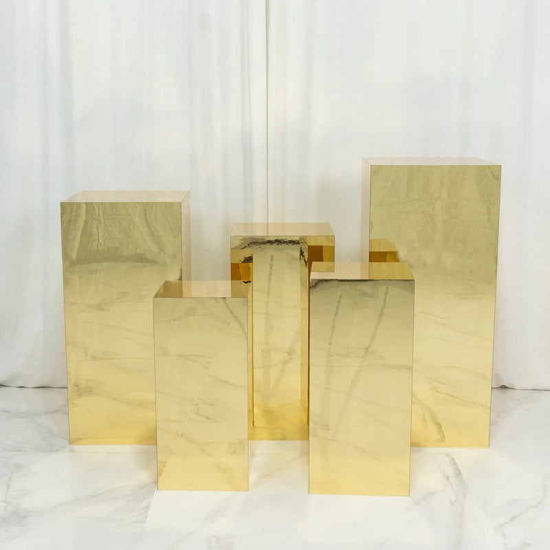 5 Mirror Acrylic Rectangular Display Stands Pre-Assembled Pedestal Riser