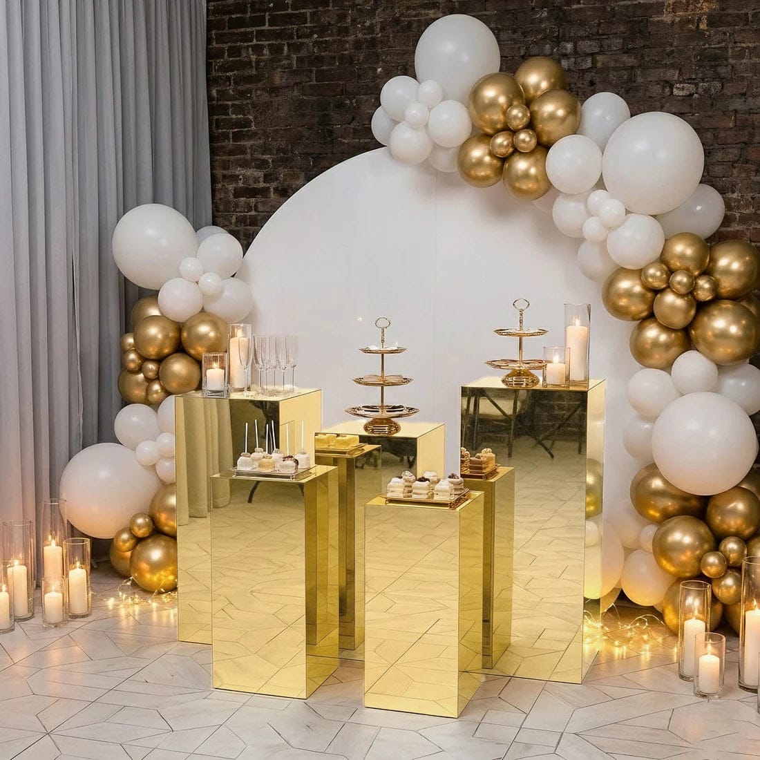 5 Mirror Acrylic Rectangular Display Stands Pre-Assembled Pedestal Riser