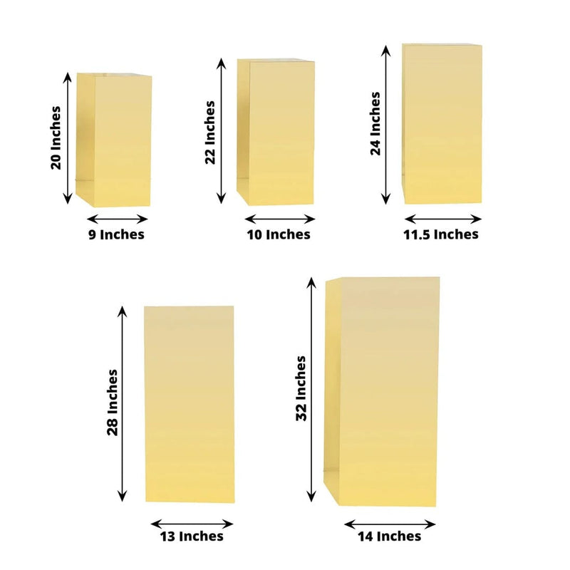 5 Mirror Acrylic Rectangular Display Stands Pre-Assembled Pedestal Riser