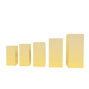 5 Mirror Acrylic Rectangular Display Stands Pre-Assembled Pedestal Riser PROP_BOX_001_SET_ACRY_GOLD