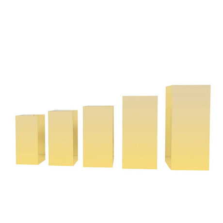 5 Mirror Acrylic Rectangular Display Stands Pre-Assembled Pedestal Riser PROP_BOX_001_SET_ACRY_GOLD
