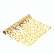 5 Organza Mesh Table Runner Rolls with Gold Foil Leaf Vines - White RUN_MET14_GOLD_PK