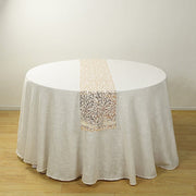 5 Organza Mesh Table Runner Rolls with Gold Foil Leaf Vines - White RUN_MET14_GOLD_PK
