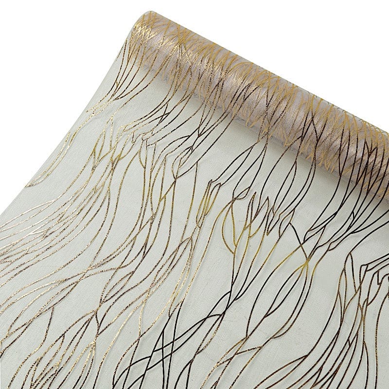 5 Organza Table Runners with Foil Wave Design