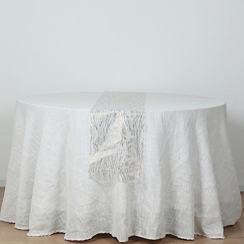 5 Organza Table Runners with Foil Wave Design